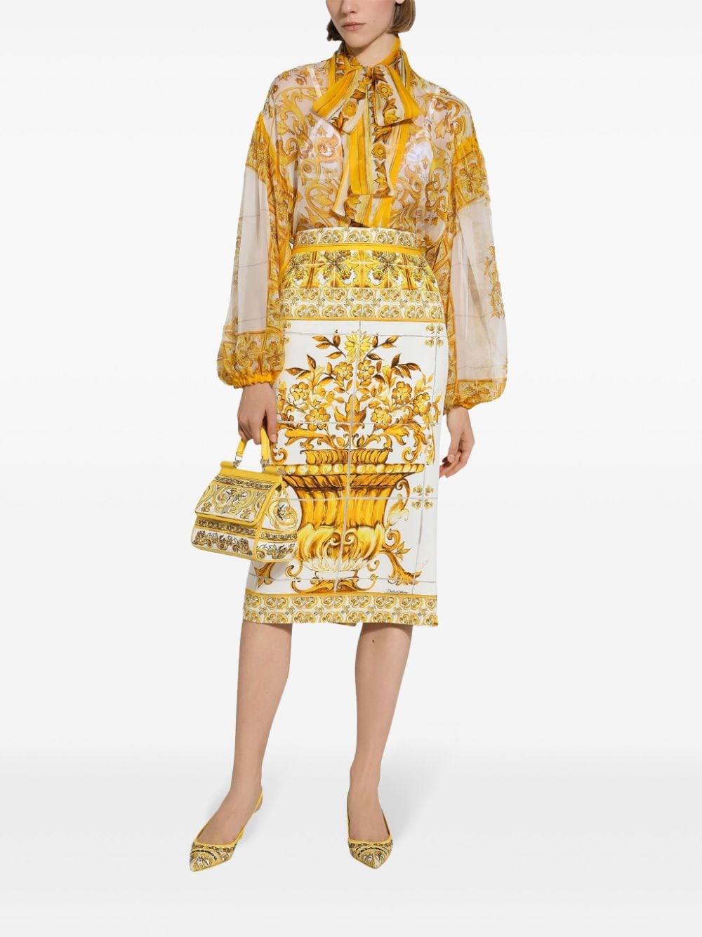 Dolce & Gabbana Majolica-print silk blouse - Image 2