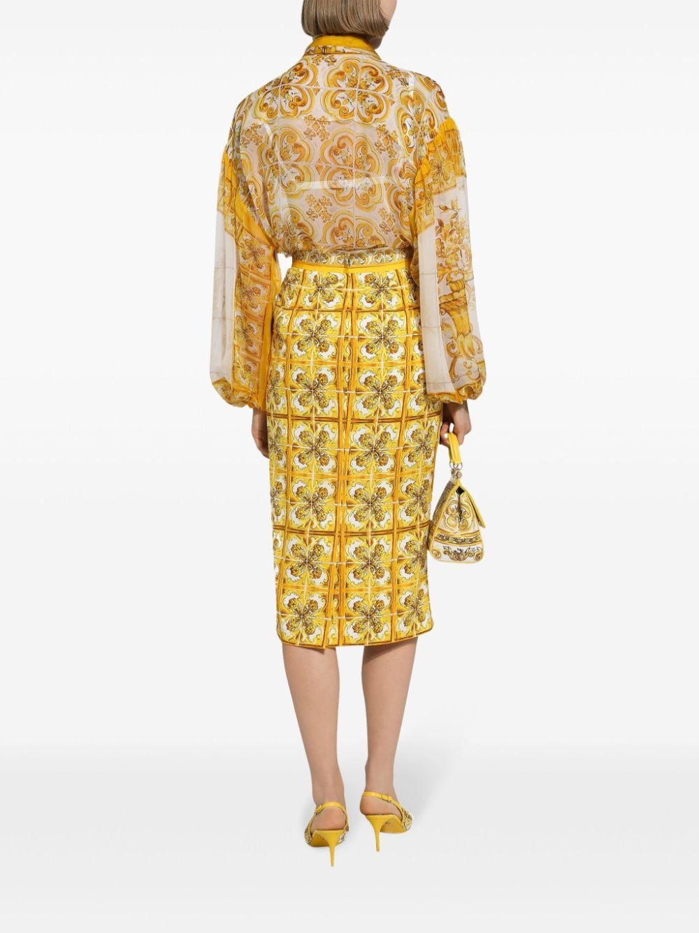 Dolce & Gabbana Majolica-print silk blouse - Image 4