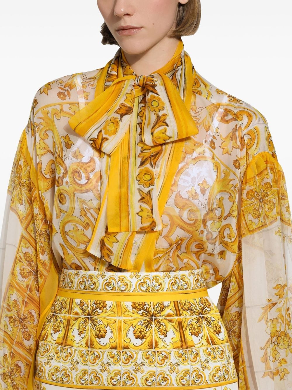 Dolce & Gabbana Majolica-print silk blouse - Image 5