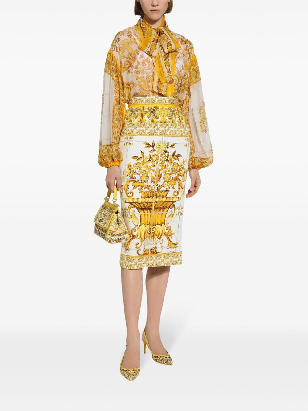 Dolce & Gabbana Majolica-print silk blouse - Image 3