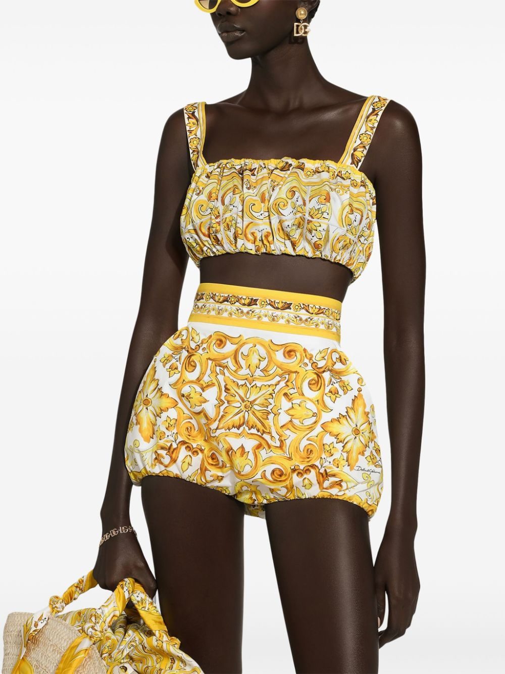 Dolce & Gabbana Majolica-print cotton crop top - Image 5