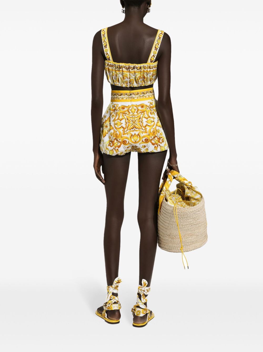 Dolce & Gabbana Majolica-print cotton crop top - Image 4