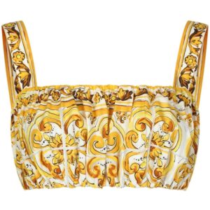 Dolce & Gabbana Majolica-print cotton crop top