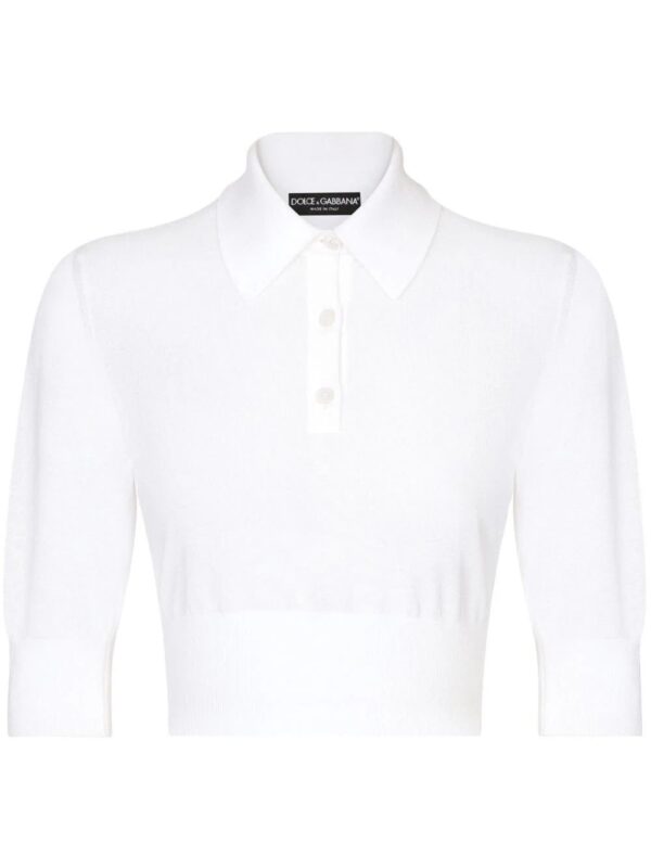 Dolce & Gabbana  cropped fine-knit polo shirt