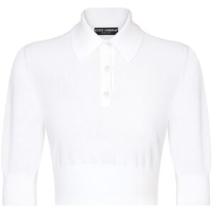 Dolce & Gabbana cropped fine-knit polo shirt