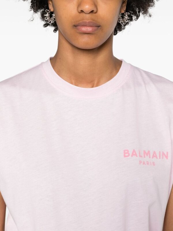 Balmain flocked-logo cotton T-shirt - Image 5