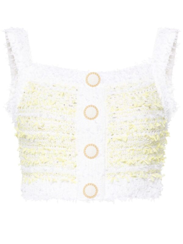 Balmain striped tweed crop top