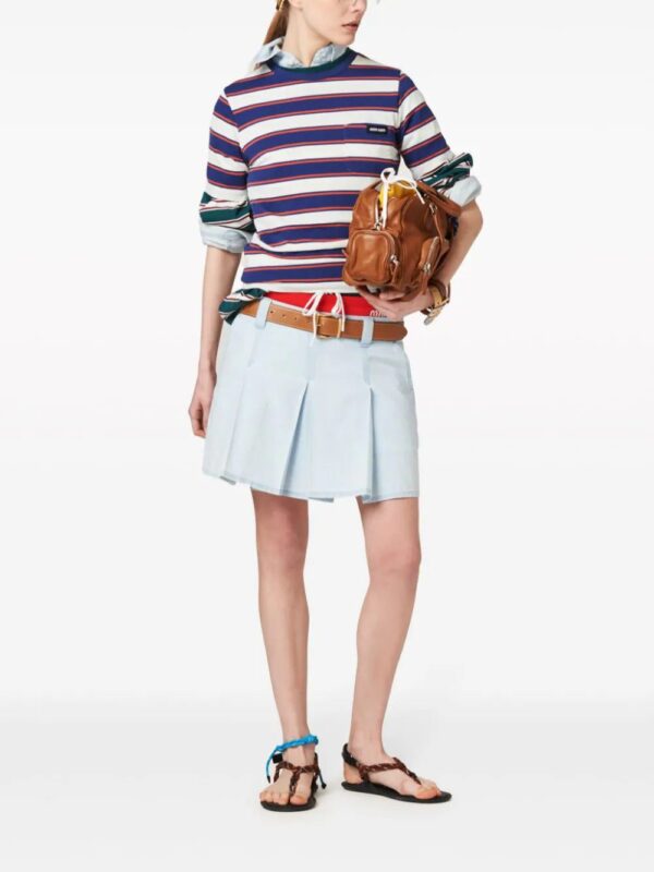 Miu Miu  low-rise pleated chambray skirt - Image 2