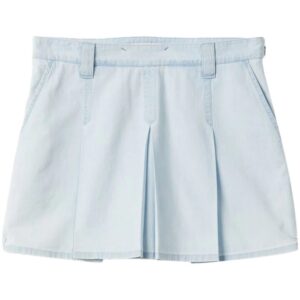 Miu Miu  low-rise pleated chambray skirt