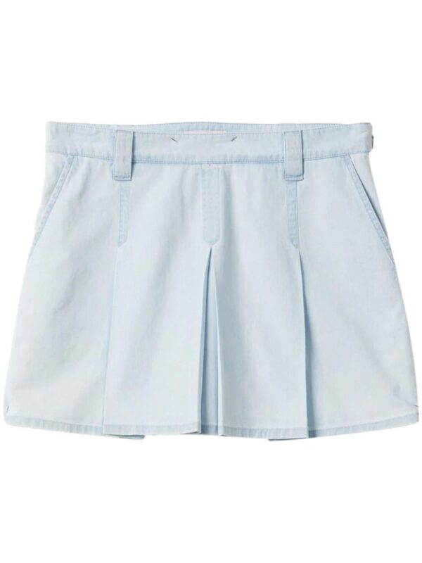 Miu Miu  low-rise pleated chambray skirt