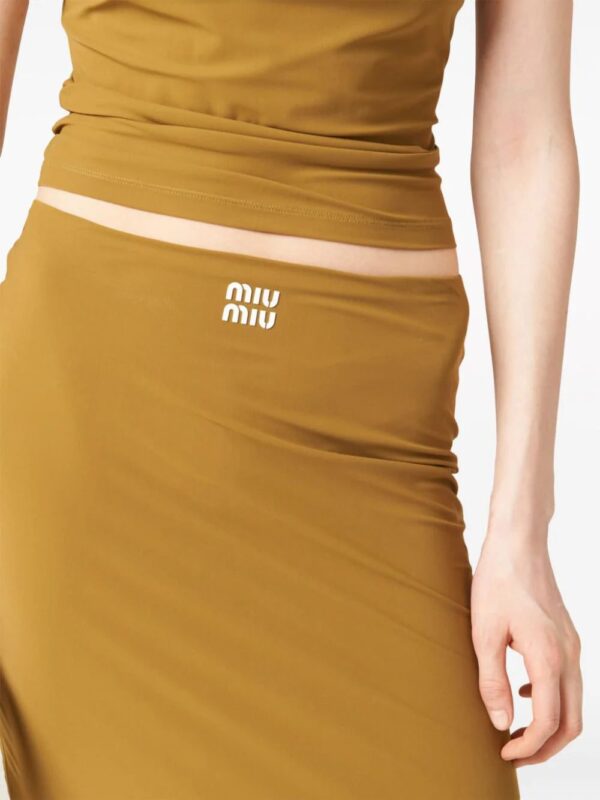 Miu Miu  rubberized-logo midi skirt - Image 4