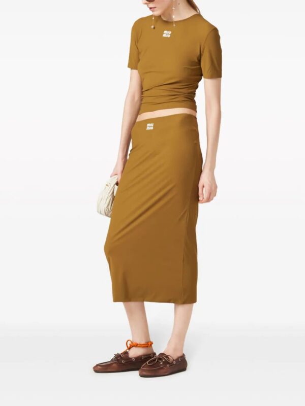 Miu Miu  rubberized-logo midi skirt - Image 2