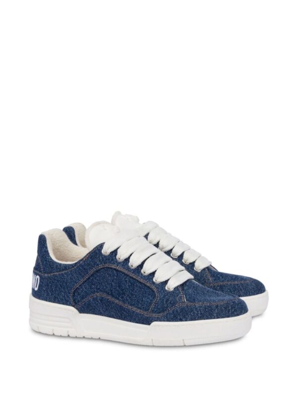 Moschino logo-print chunky denim sneakers - Image 2