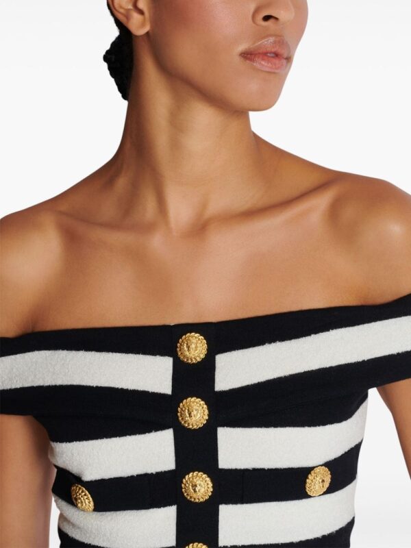Balmain off-shoulder striped top - Image 5