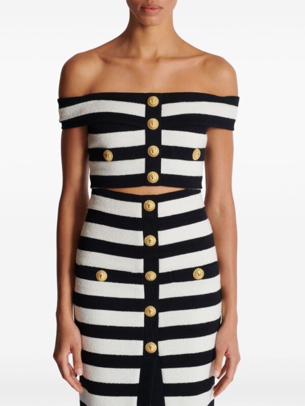 Balmain off-shoulder striped top - Image 4