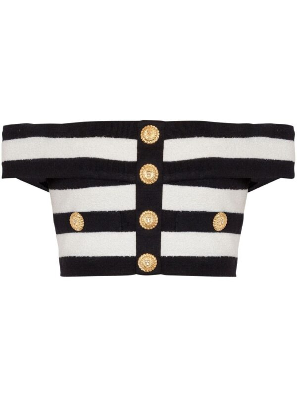 Balmain off-shoulder striped top