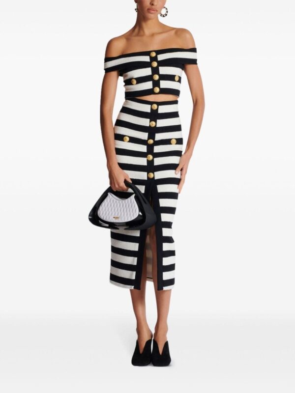Balmain off-shoulder striped top - Image 2