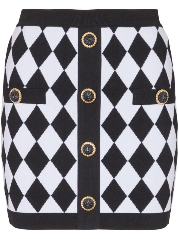 Balmain  diamond-intarsia knitted miniskirt