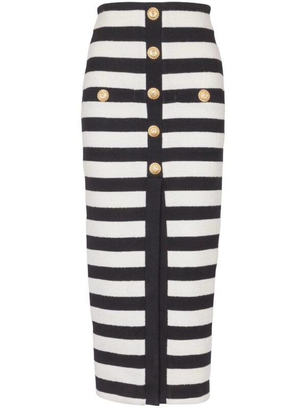 Balmain  striped knitted midi skirt