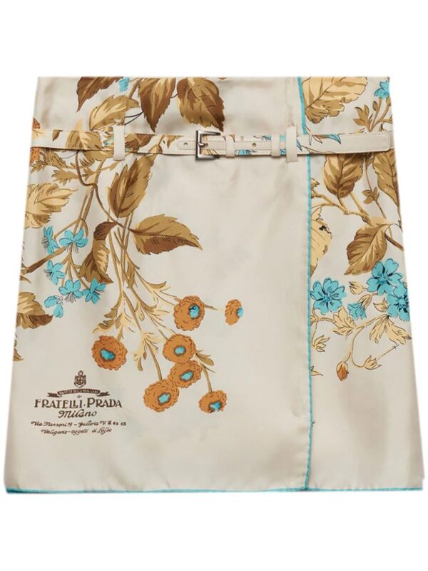 Prada  floral-print silk skirt