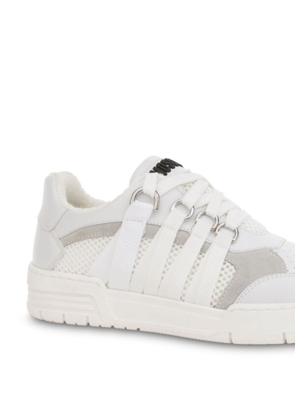 Moschino logo-tape leather sneakers - Image 3