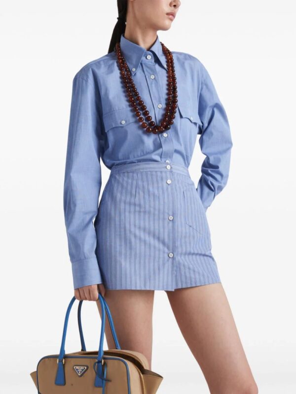 Prada  striped chambray miniskirt - Image 4