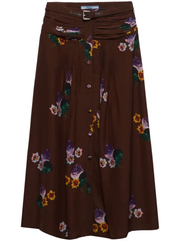 Prada  floral-print midi skirt