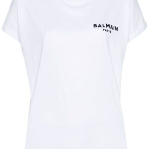 Balmain flocked-logo cotton T-shirt
