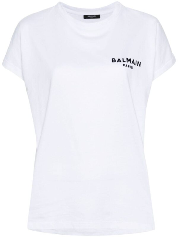 Balmain flocked-logo cotton T-shirt