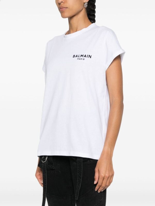 Balmain flocked-logo cotton T-shirt - Image 3