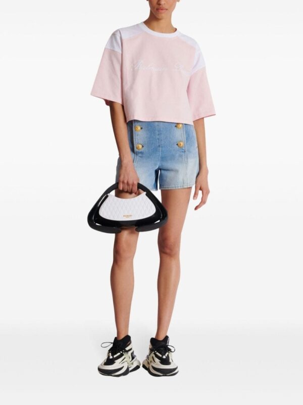 Balmain logo-embroidered panelled T-shirt - Image 2