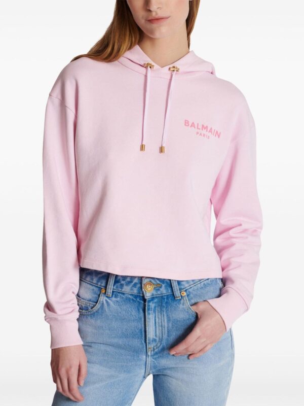 Balmain flocked-logo cotton hoodie - Image 5