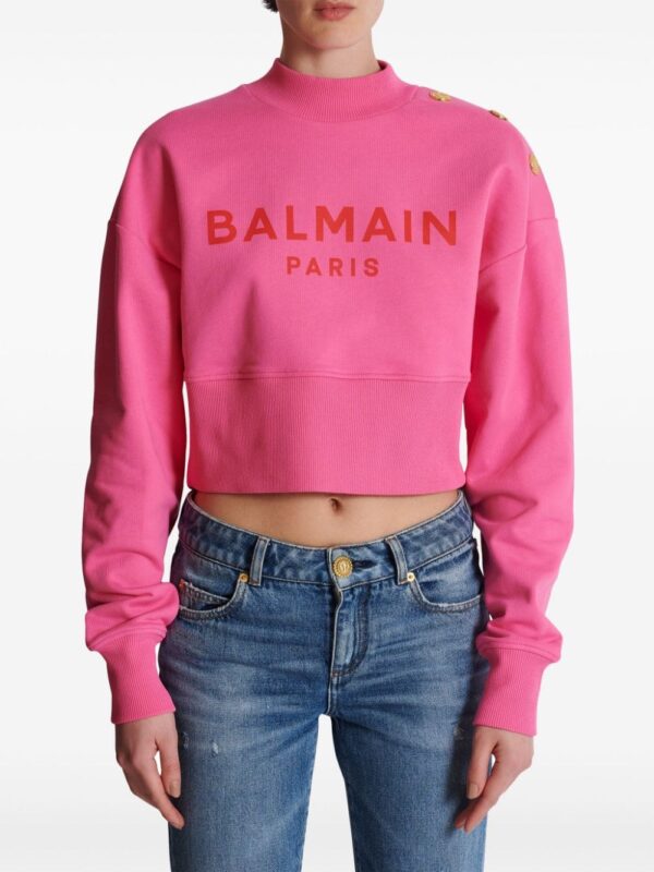 Balmain logo-print cropped sweatshirt - Image 5