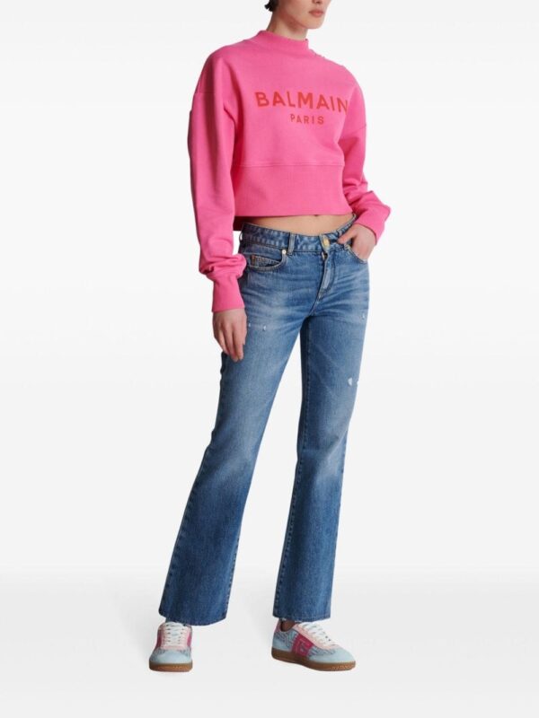 Balmain logo-print cropped sweatshirt - Image 3