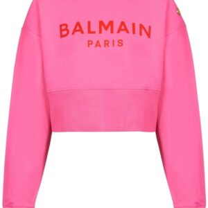 Balmain logo-print cropped sweatshirt