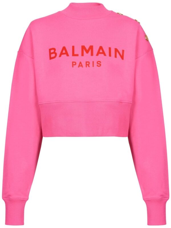 Balmain logo-print cropped sweatshirt