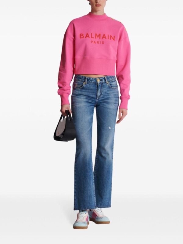 Balmain logo-print cropped sweatshirt - Image 2