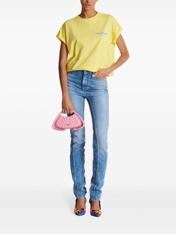Balmain flocked-logo cotton T-shirt - Image 2