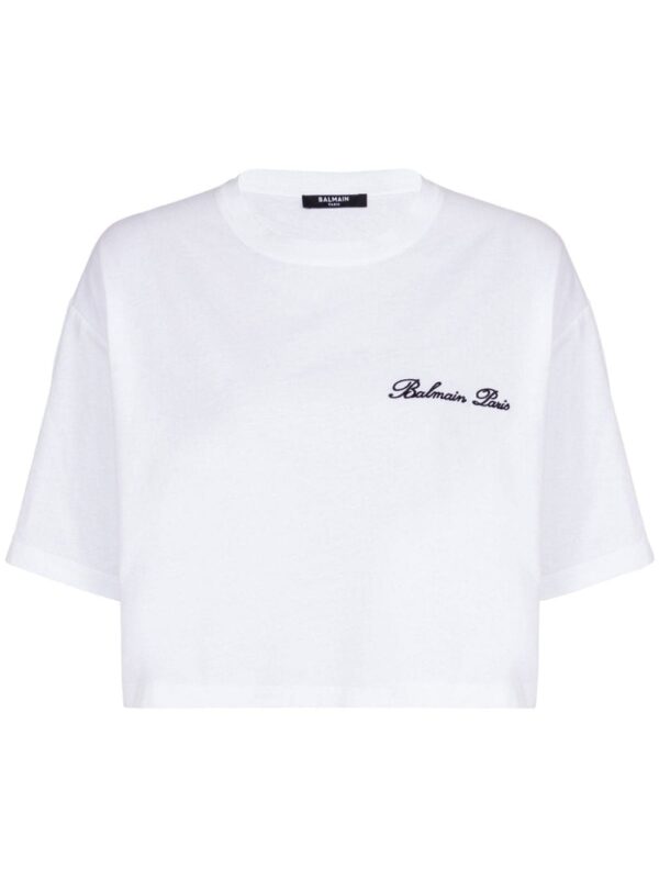 Balmain logo-embroidered cotton T-shirt