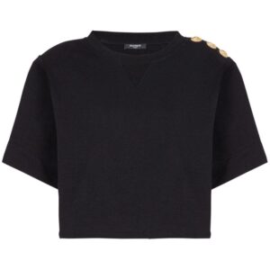 Balmain button-detail cropped sweatshirt