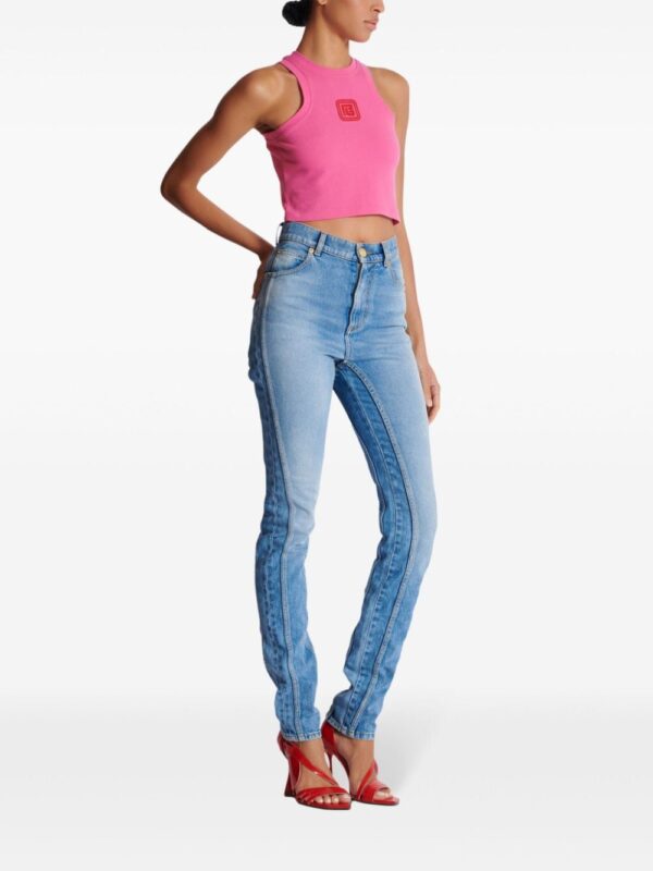 Balmain logo-embroidered cropped tank top - Image 3