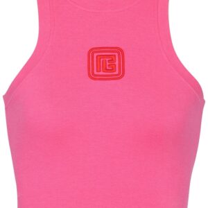 Balmain logo-embroidered cropped tank top
