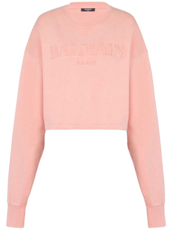 Balmain logo-embroidered cotton sweatshirt