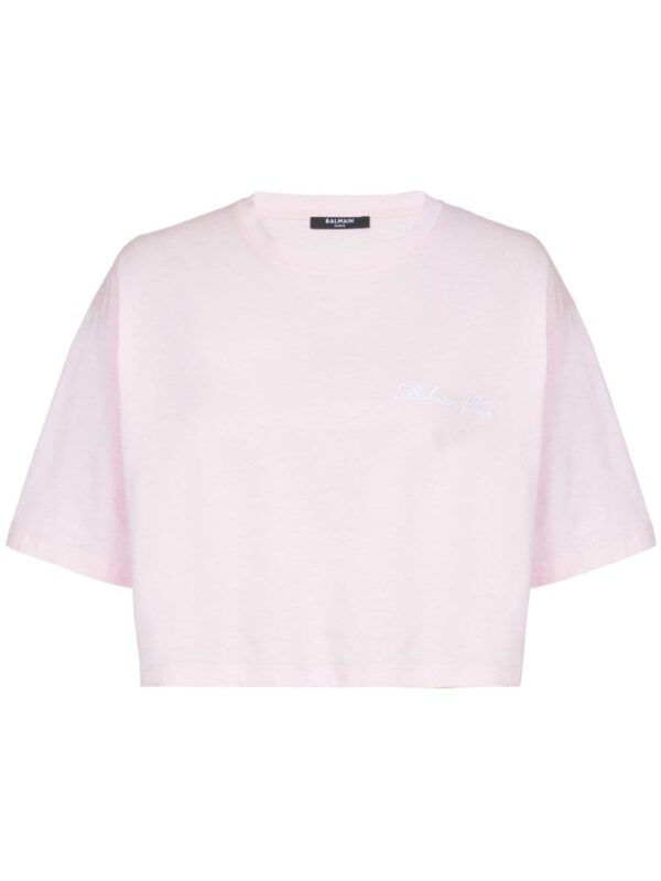 Balmain logo-embroidered cotton T-shirt