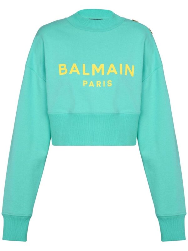 Balmain logo-print cropped sweatshirt