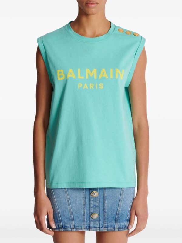 Balmain logo-print cotton tank top - Image 5