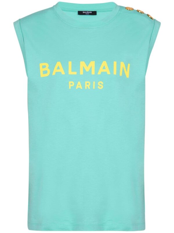Balmain logo-print cotton tank top