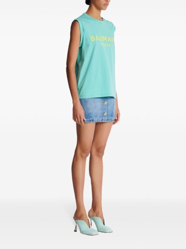 Balmain logo-print cotton tank top - Image 3