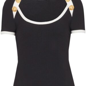 Balmain button-detail two-tone T-shirt