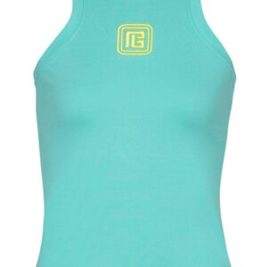 Balmain logo-embroidered racerback tank top